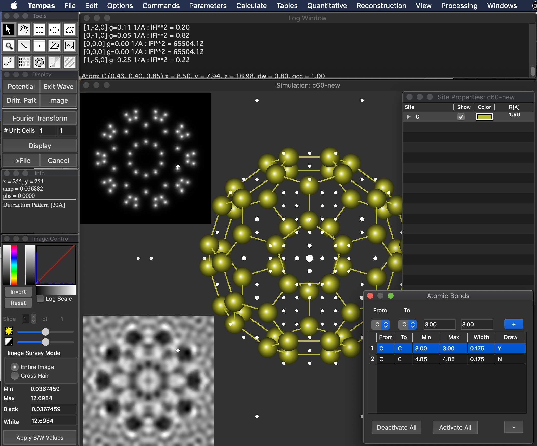Screenshot of Tempas High Resolution TEM software